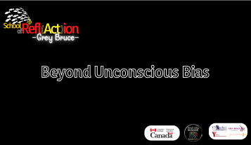 School of Refl(Act)ion Logo in red and yellow text, bold header text reads: Beyond unconscious bias, sponsor logos